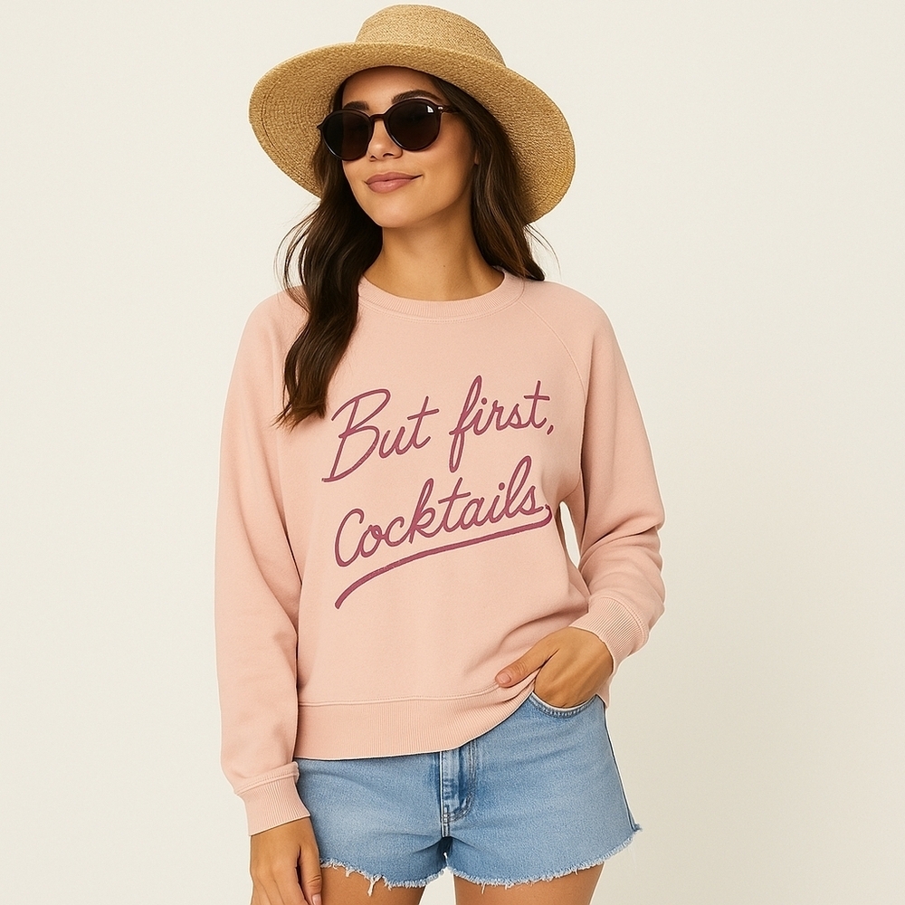 Wildfox “But First, Cocktails” Graphic Sweatshirt - Picture 1 of 7